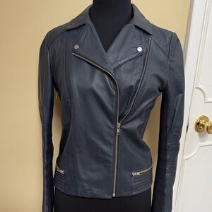 Women's navy Genuine Leather Jacket size S